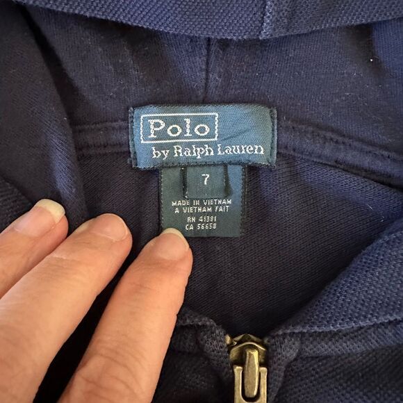 Polo Ralph Lauren | Navy Cotton Big Logo Zip Hoodie Jacket | 7 - Picture 4 of 7